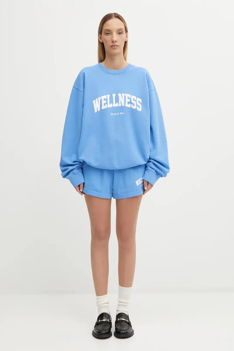 felpa in cotone Wellness Ivy donna colore blu ST071621001BL102 miniatura 5