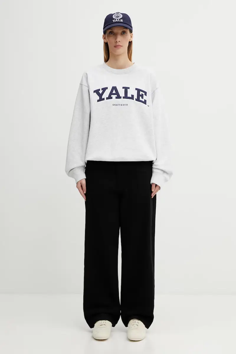 felpa in cotone Yale Ivy Grigio miniatura 5