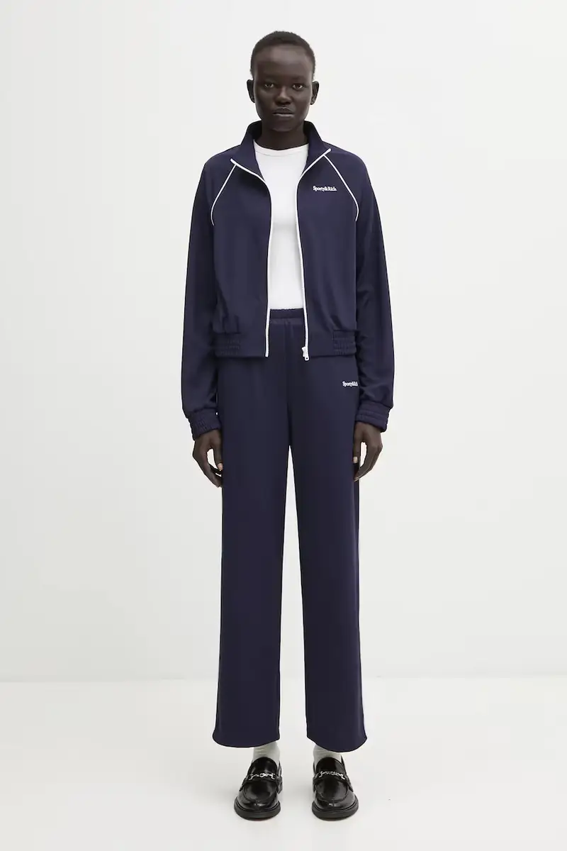 felpa Serif Logo Retro Track donna colore blu navy con applicazione JA06664300BL107 miniatura 5