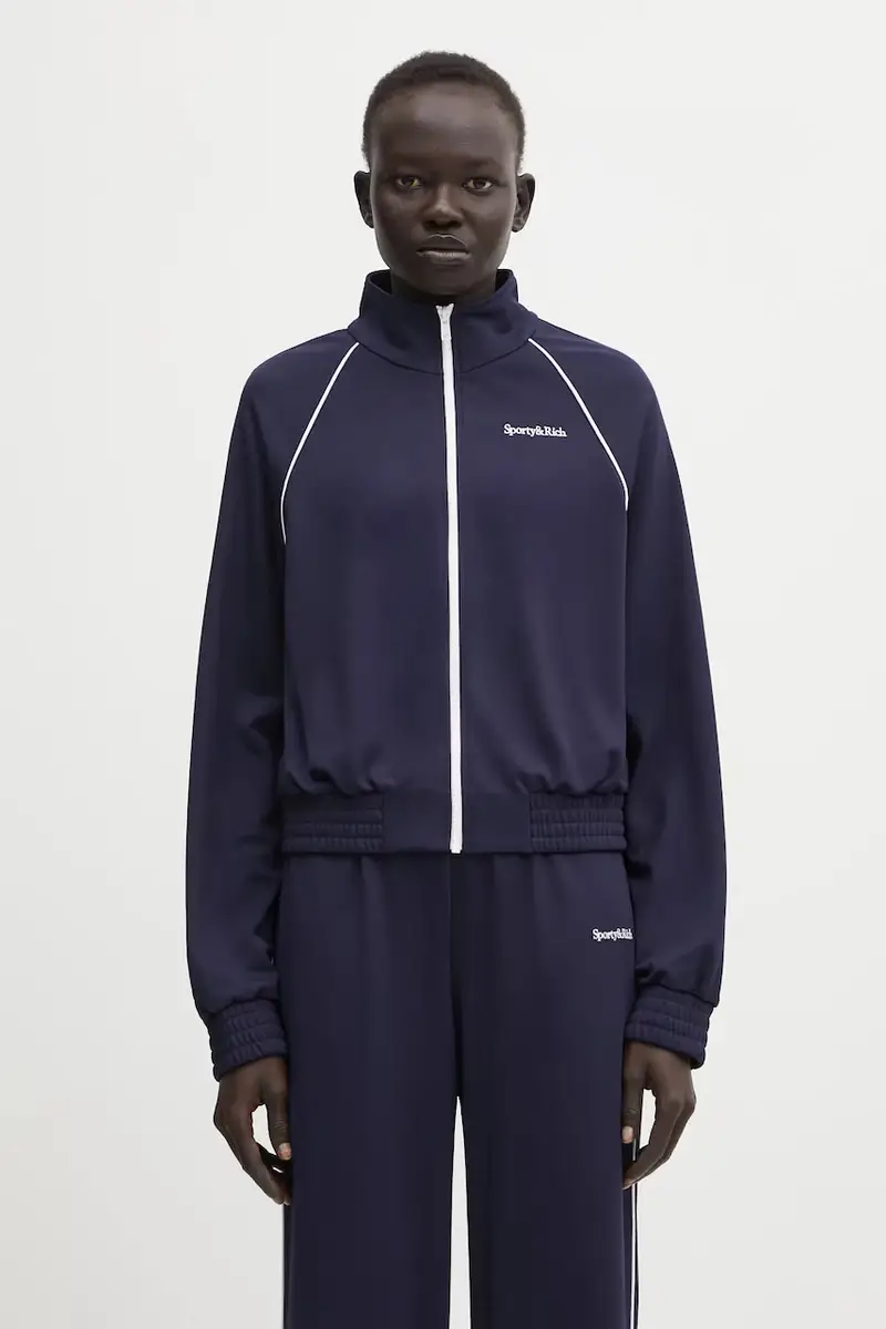 felpa Serif Logo Retro Track donna colore blu navy con applicazione JA06664300BL107