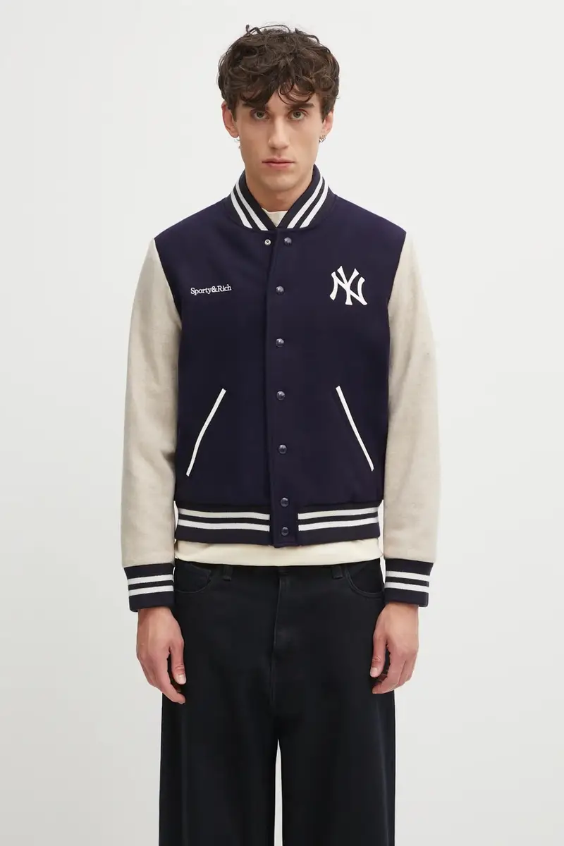 giacca bomber in lana Champions Wool Varsity colore blu navy OW007623633BL111 miniatura 3