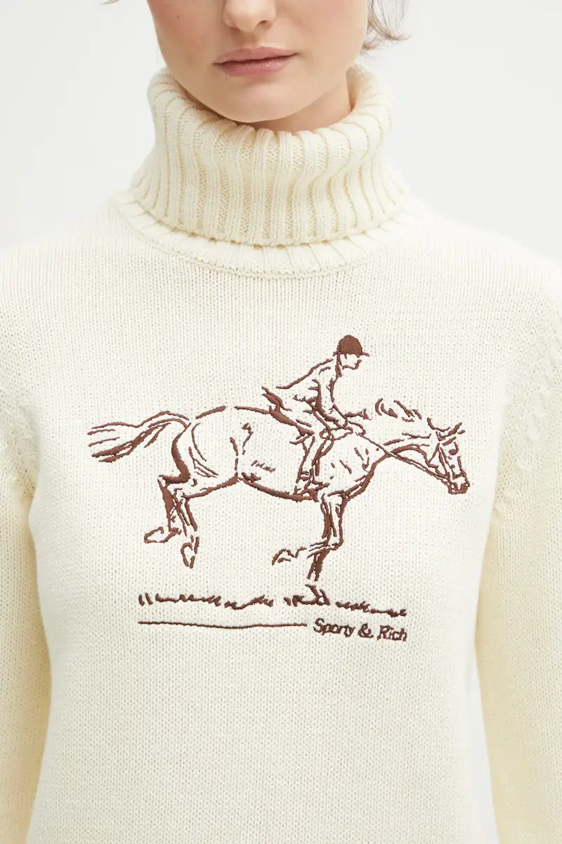 maglione in cotone Horse Knitted Beige miniatura 4
