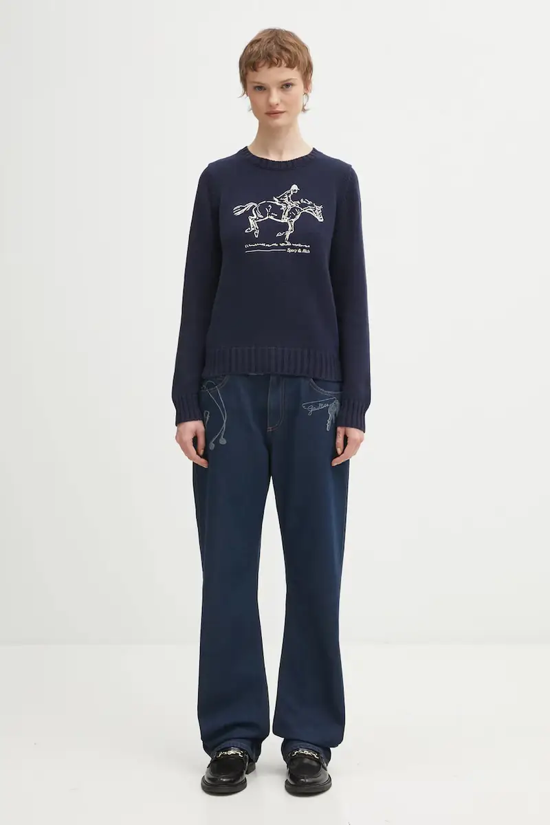 maglione in cotone Horse Knitted Blu navy miniatura 5