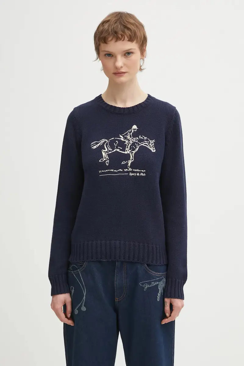 maglione in cotone Horse Knitted Blu navy