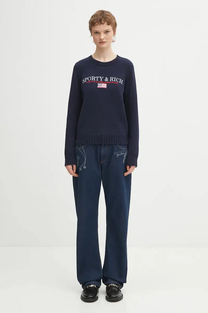 maglione in cotone S&R Nautical Knitted Blu navy miniatura 5