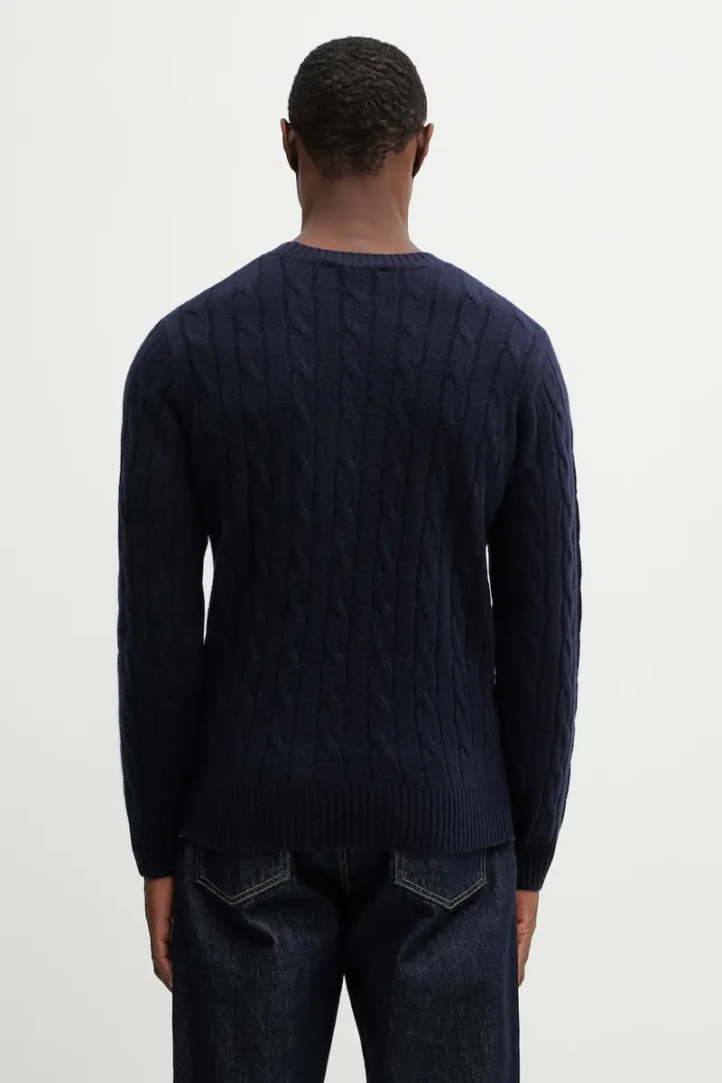 maglione in lana SRC Cableknit Cashmere Blu navy miniatura 3