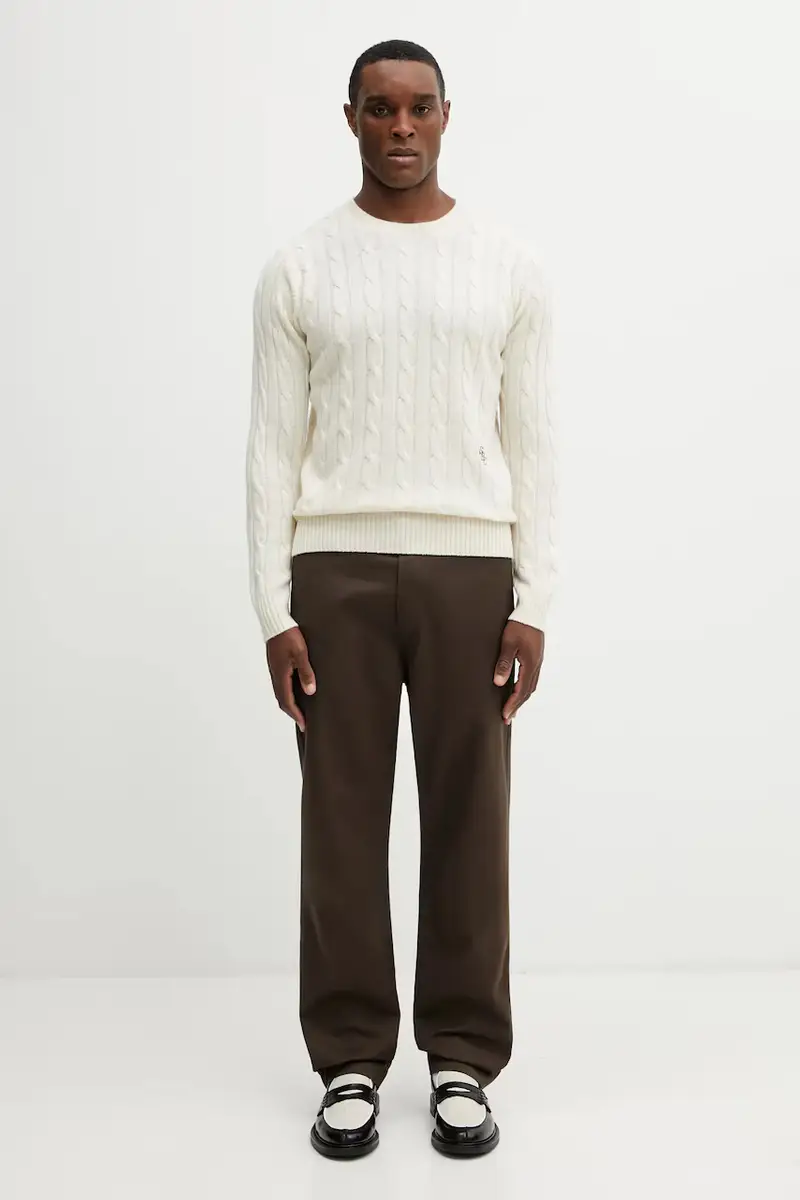 maglione in lana SRC Cableknit Cashmere uomo colore beige WS08765302WH37 miniatura 5