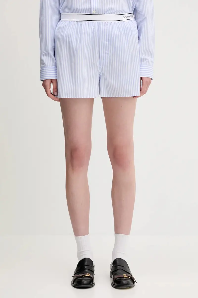 pantaloncini in cotone Serif Logo donna colore blu SH015612300ST08