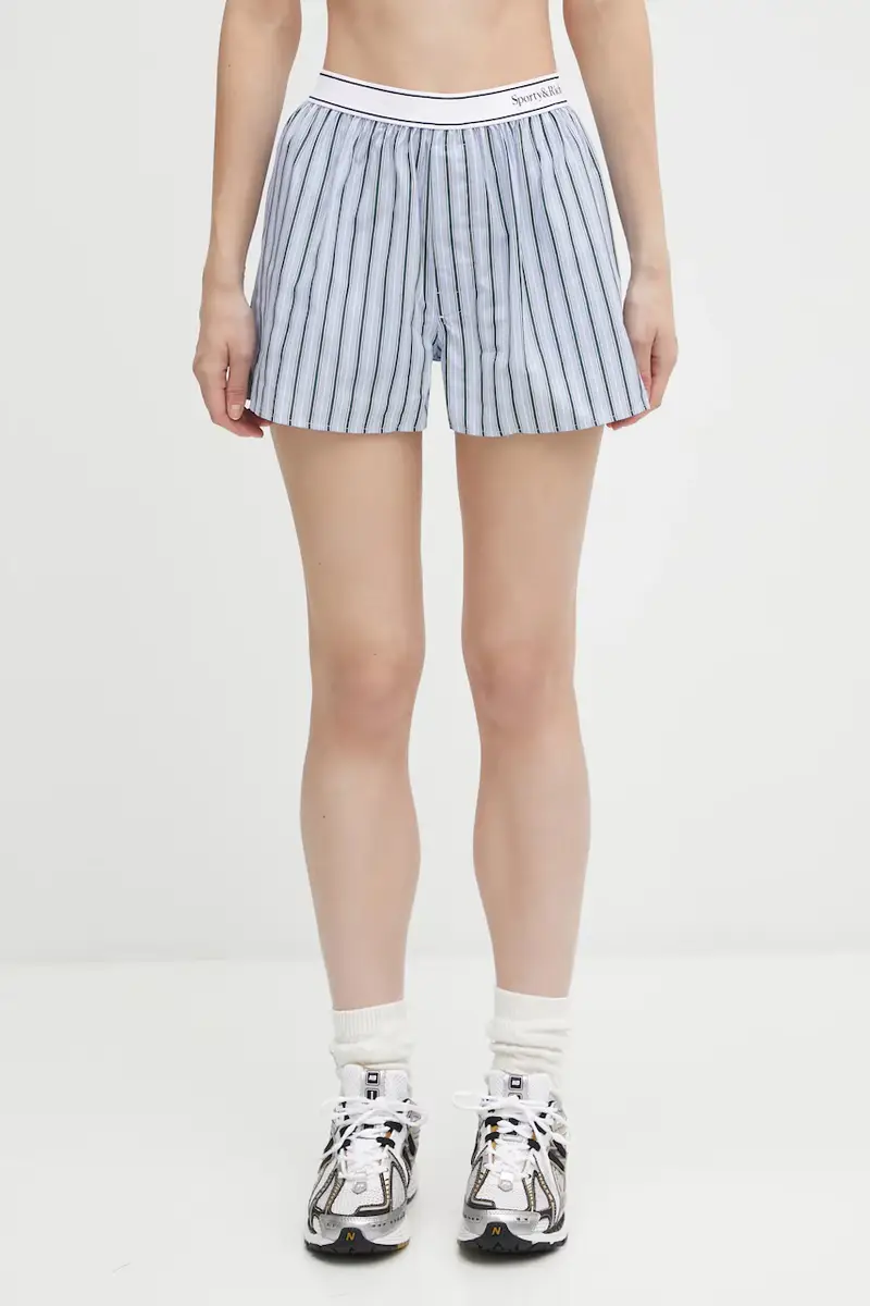 pantaloncini in cotone Serif Logo donna colore blu SH015621300MU02