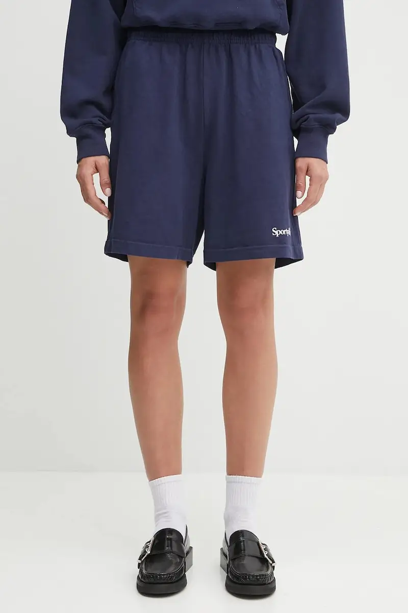 pantaloncini in cotone Serif Logo Gym donna colore blu navy SH039602300BL106