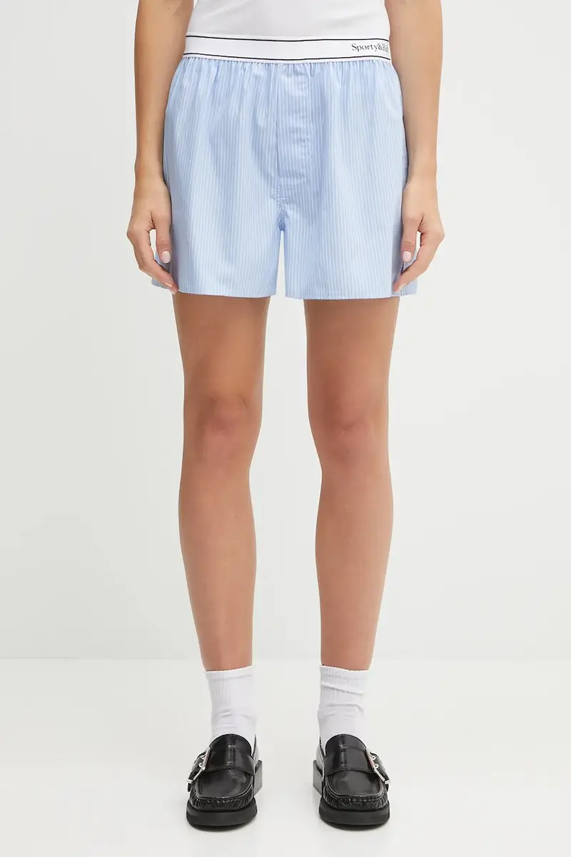 pantaloncini in cotone Serif Logo Gym donna colore blu SH015602300ST08