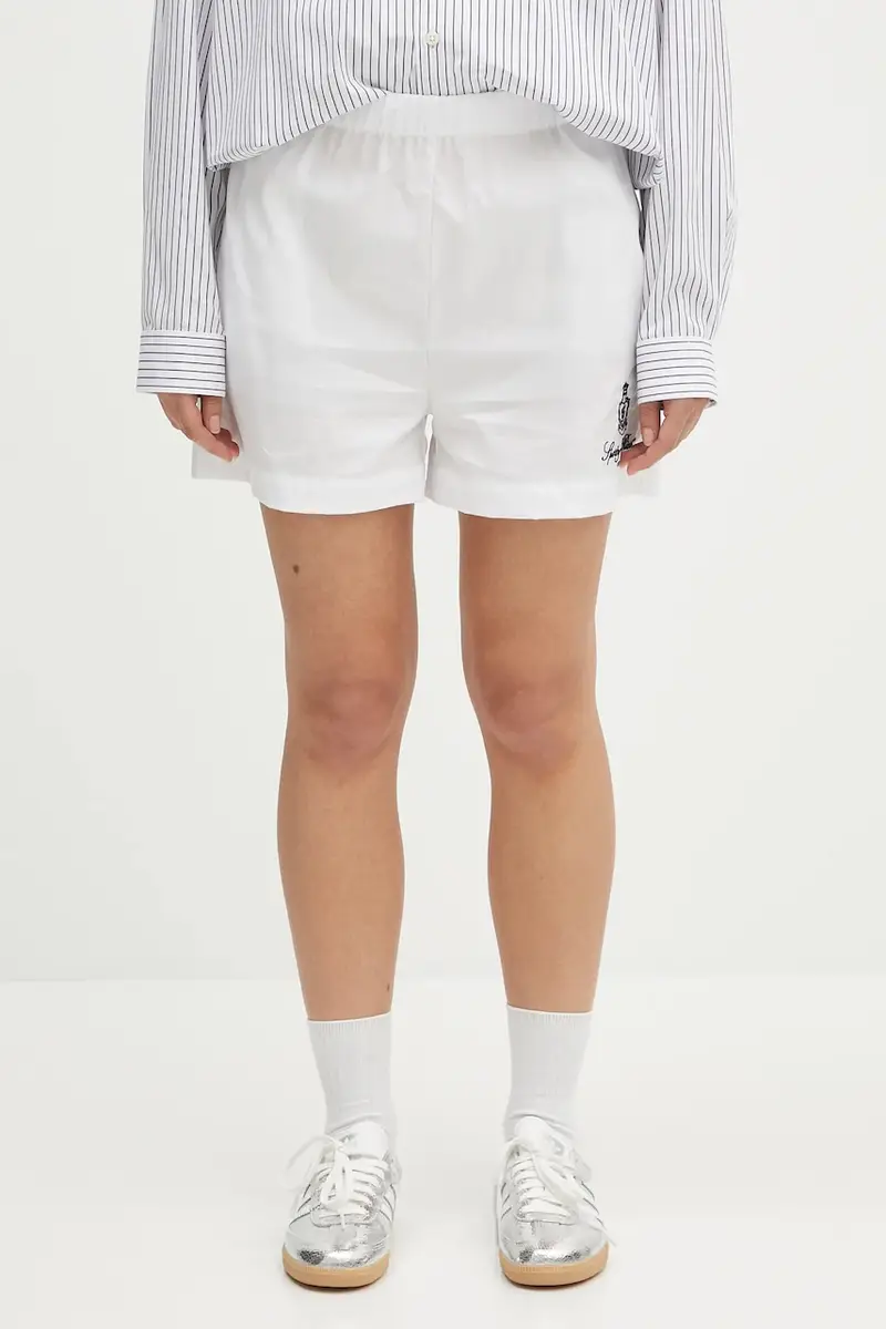 pantaloncini in cotone Vendome Poplin donna colore bianco con applicazione SH012606205WH01