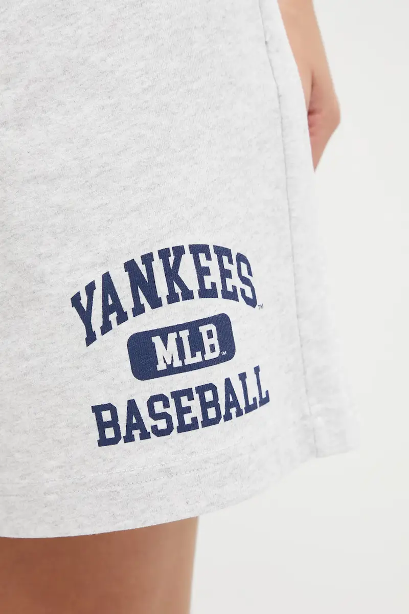 pantaloncini in cotone Yankees Ivy Gym donna colore grigio SH039623660GY03 miniatura 4