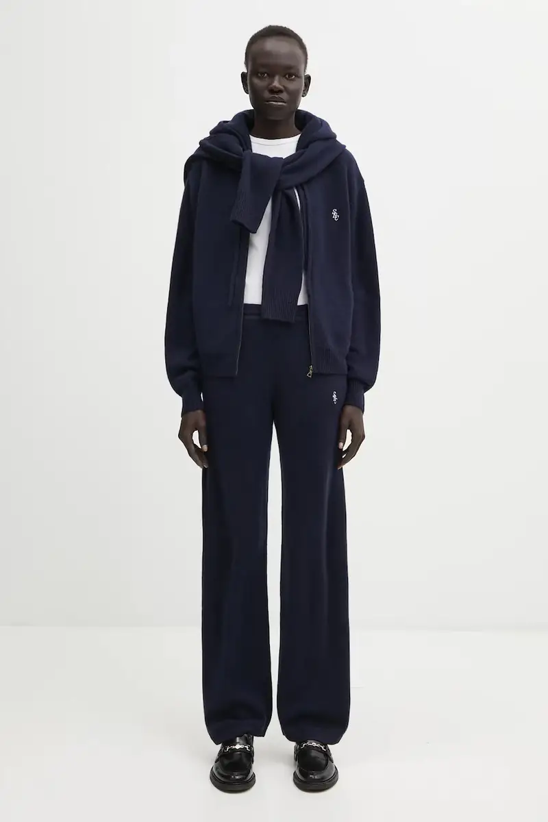 pantaloni in lana SRC Cashmere donna colore blu navy PA02764302BL106 miniatura 5