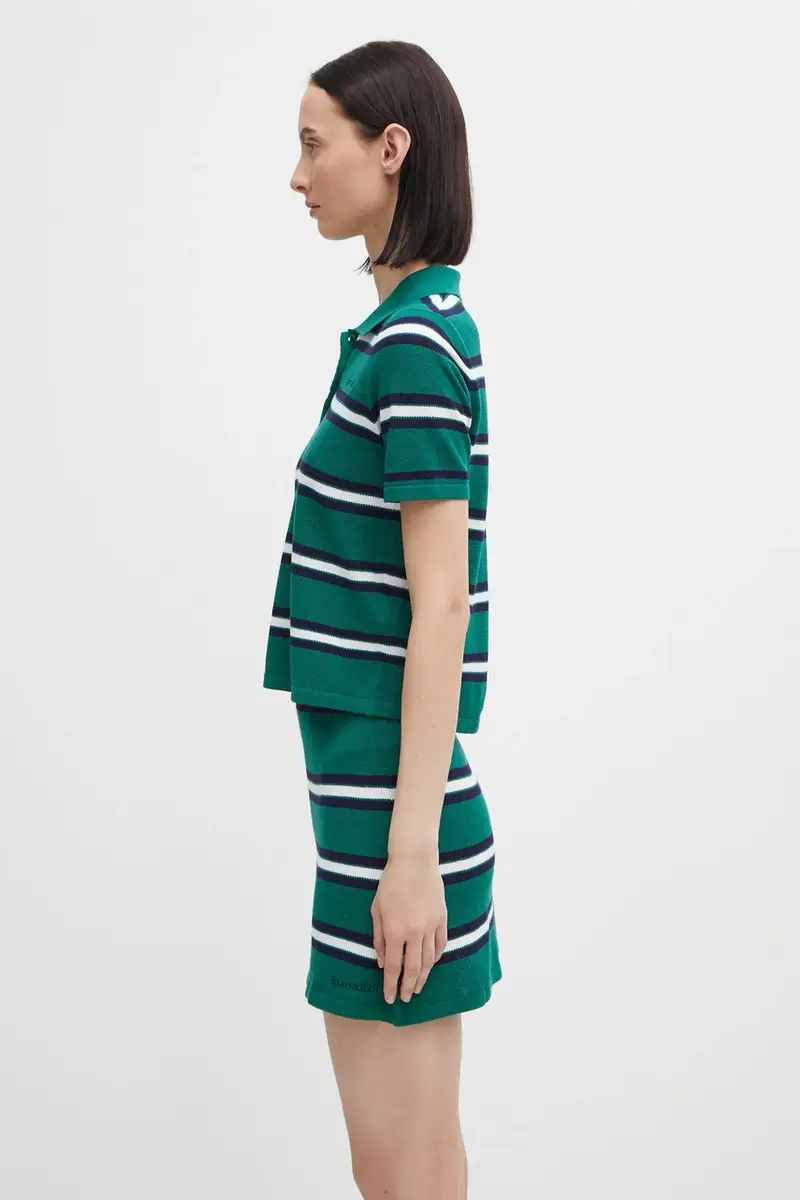 polo con seta Serif Logo Silk Pique Cropped Polo colore verde TO076621300GR50 miniatura 2