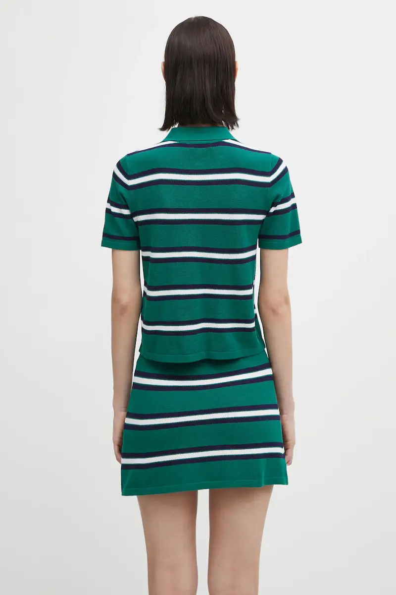 polo con seta Serif Logo Silk Pique Cropped Polo colore verde TO076621300GR50 miniatura 3