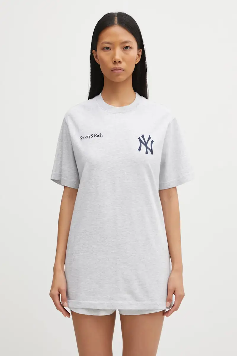 t-shirt in cotone Champions colore grigio TO043623633GY03 miniatura 2