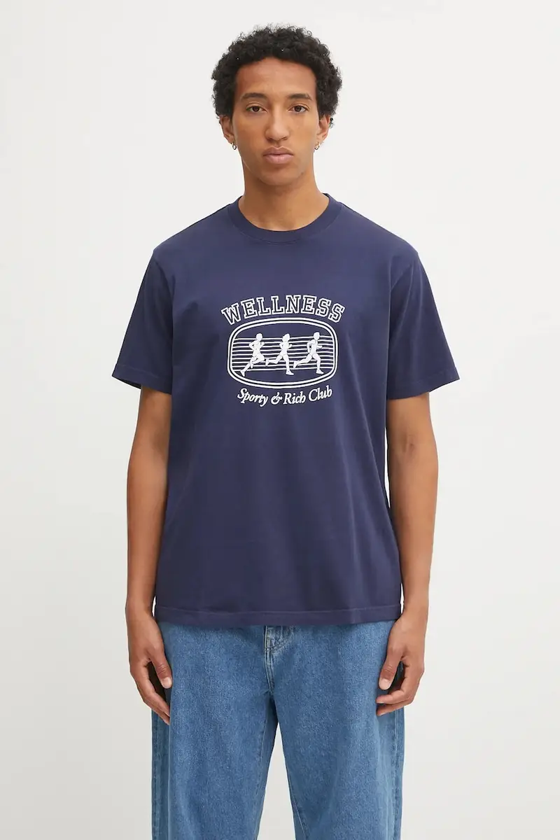 t-shirt in cotone Paris Marathon colore blu navy TO043620126BL106