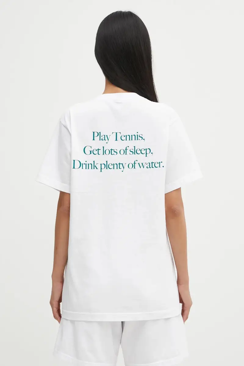 t-shirt in cotone Play Tennis colore bianco TO043621425WH01 miniatura 2