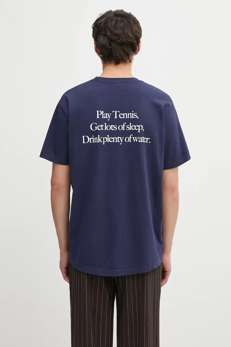 t-shirt in cotone Play Tennis colore blu navy TO043621425BL106 miniatura 3