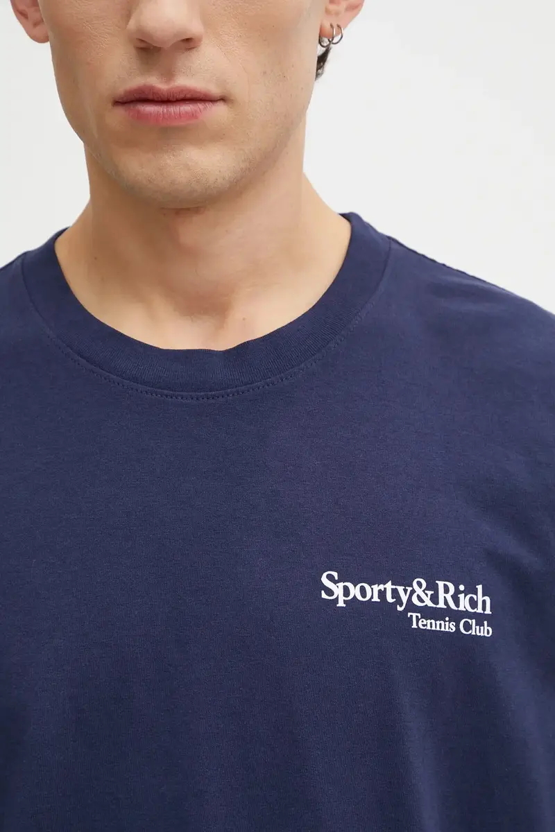 t-shirt in cotone Play Tennis colore blu navy TO043621425BL106 miniatura 4