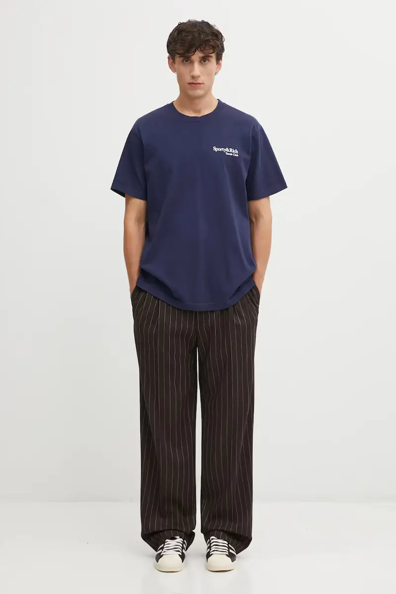 t-shirt in cotone Play Tennis colore blu navy TO043621425BL106 miniatura 5