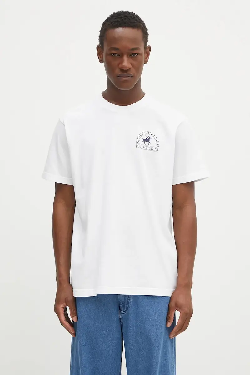 t-shirt in cotone Polo Club colore bianco TO043612252WH01