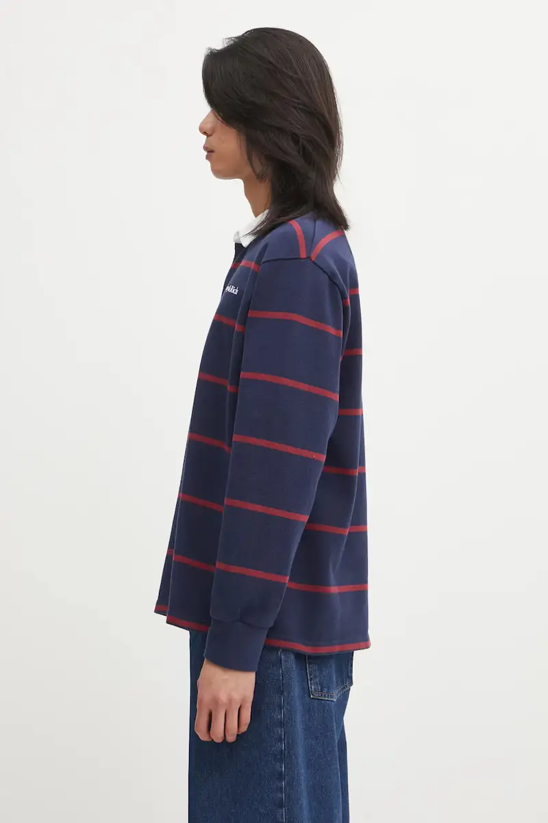 top a maniche lunghe in cotone Serif Logo Rugby colore blu navy TO09562300BL134 miniatura 2