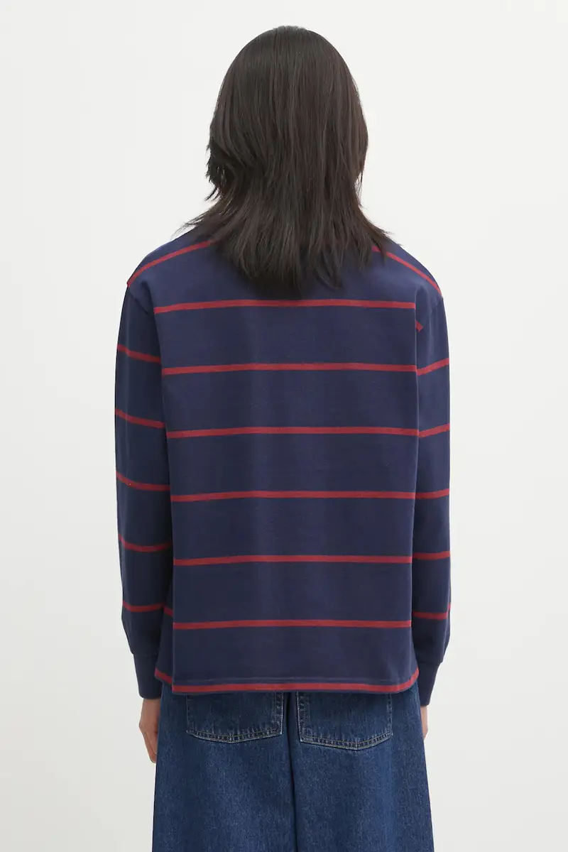 top a maniche lunghe in cotone Serif Logo Rugby colore blu navy TO09562300BL134 miniatura 3