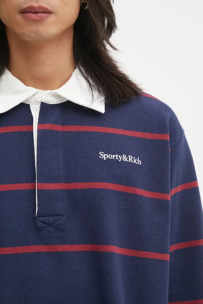 top a maniche lunghe in cotone Serif Logo Rugby colore blu navy TO09562300BL134 miniatura 4