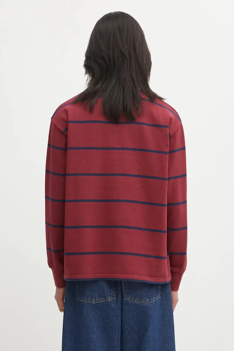 top a maniche lunghe in cotone Serif Logo Rugby colore rosso TO09562300RE40 miniatura 3