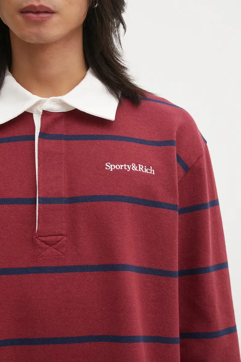 top a maniche lunghe in cotone Serif Logo Rugby colore rosso TO09562300RE40 miniatura 4