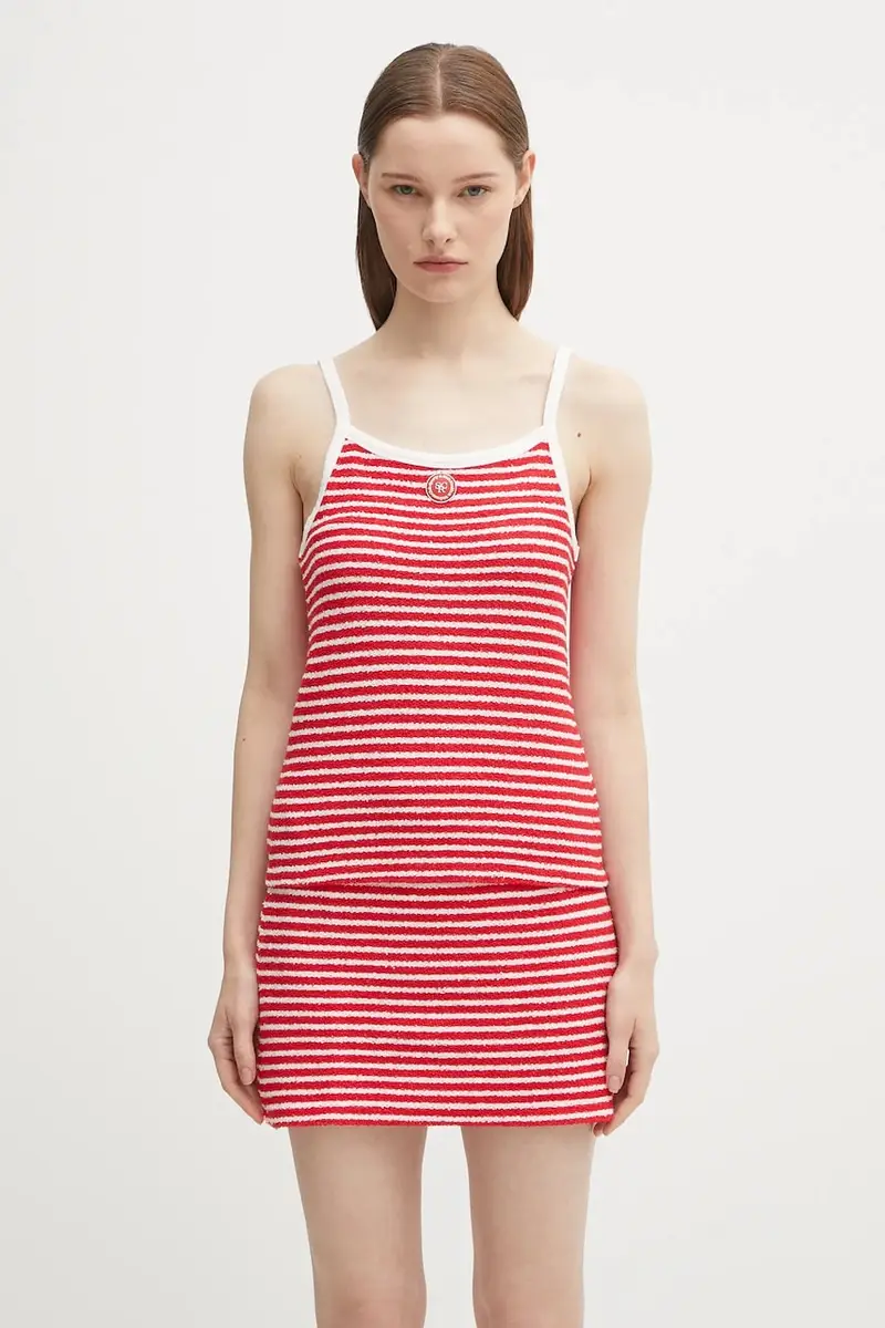 top Serif Logo Striped Terry Tank colore rosso TO083602300ST67