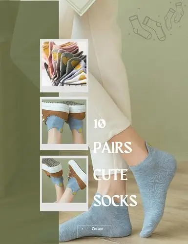 Sporzin Calzini Donna Corti 10 Paia - Cotone, Divertenti, Sportivi, Fantasmini - Sorriso, A Forma di Cuore, Cucciolo miniatura 2