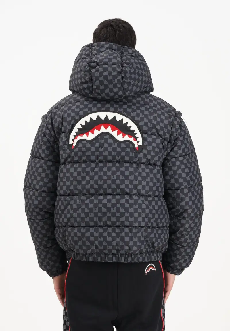 Piumino Drip Check grigio e nero per uomo e donna miniatura 3