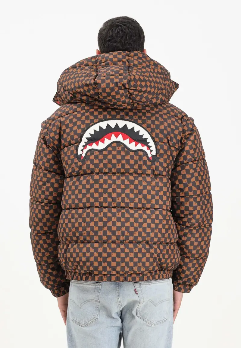 Piumino Drip Check marrone per uomo e donna miniatura 3