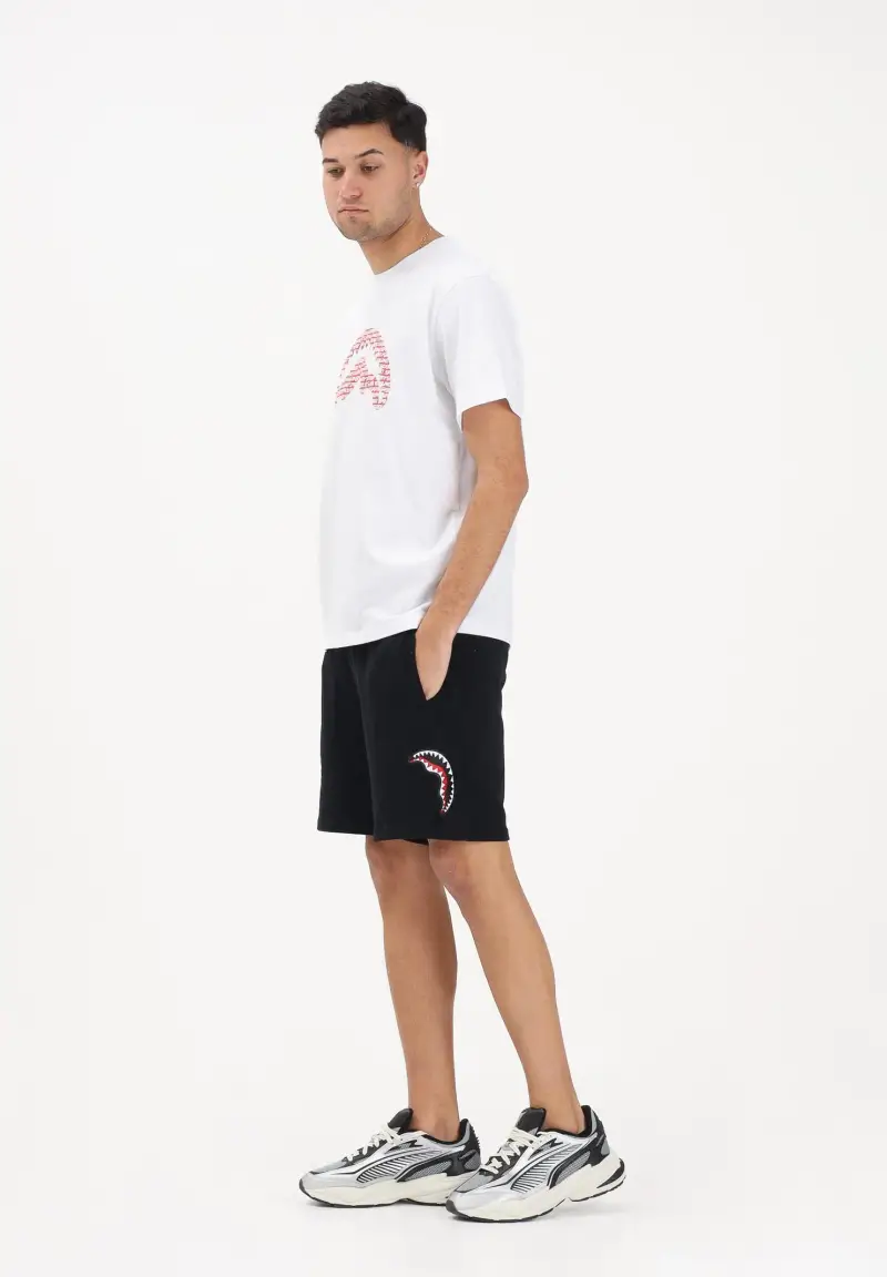 Shorts sportivo nero da uomo con grafica Shark miniatura 2