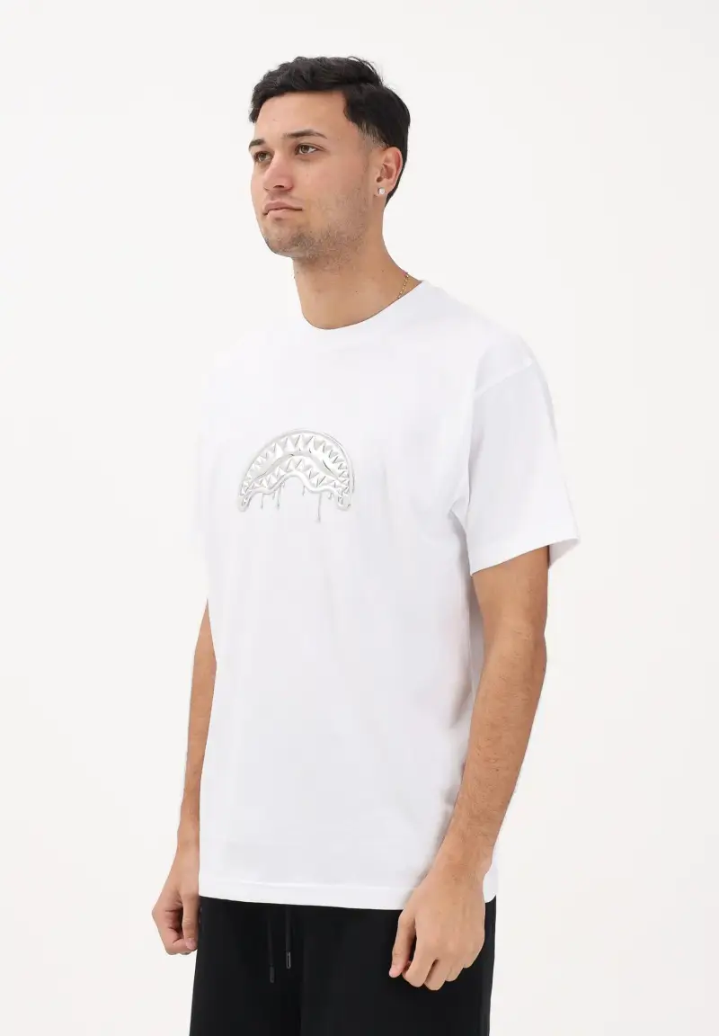 T-shirt a manica corta bianca da uomo con logo Shark