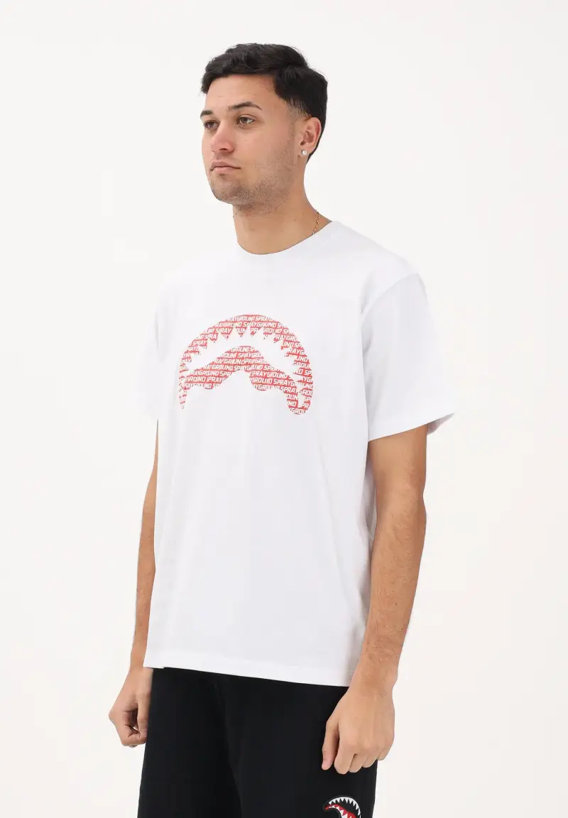 T-shirt a manica corta bianca da uomo con stampa