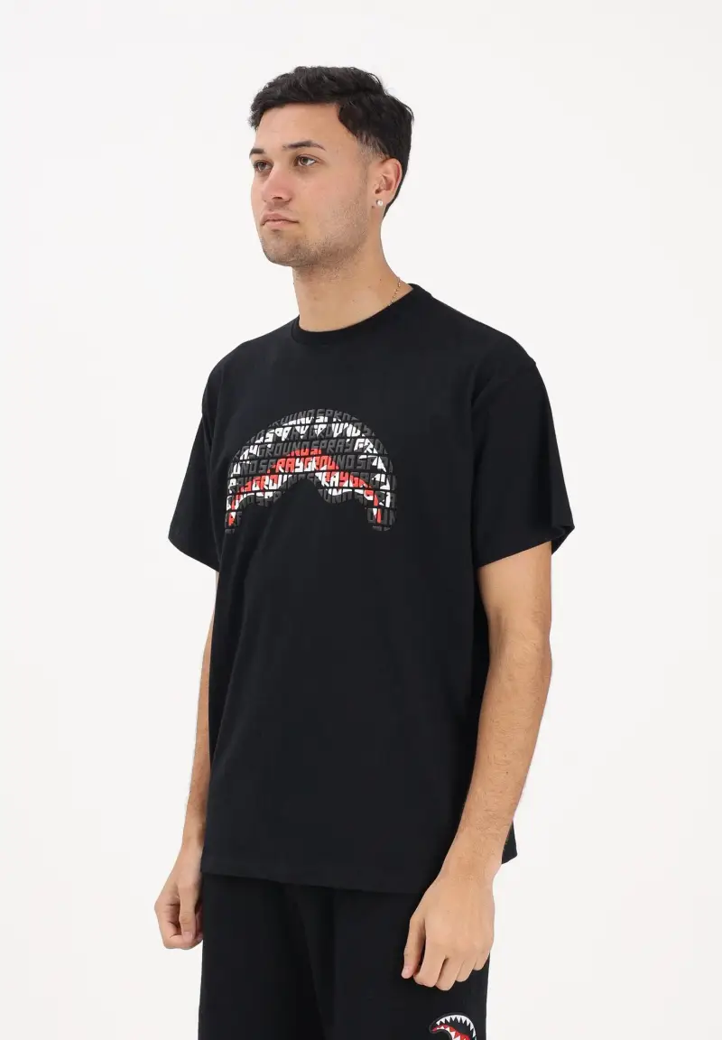 T-shirt a manica corta nera da uomo con grafica frontale