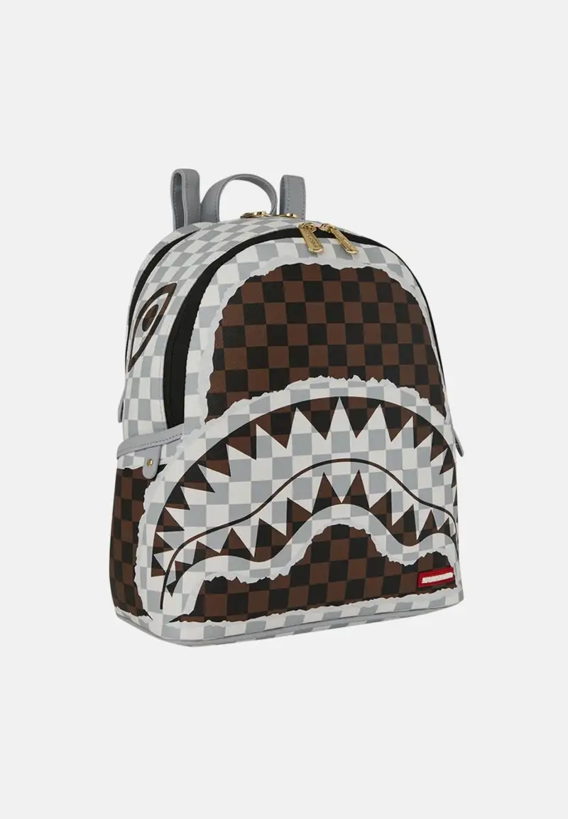 Zainetto CREAM AND BROWN TEAR CHECK SAVAGE BACKPACK grigio e marrone da donna miniatura 2