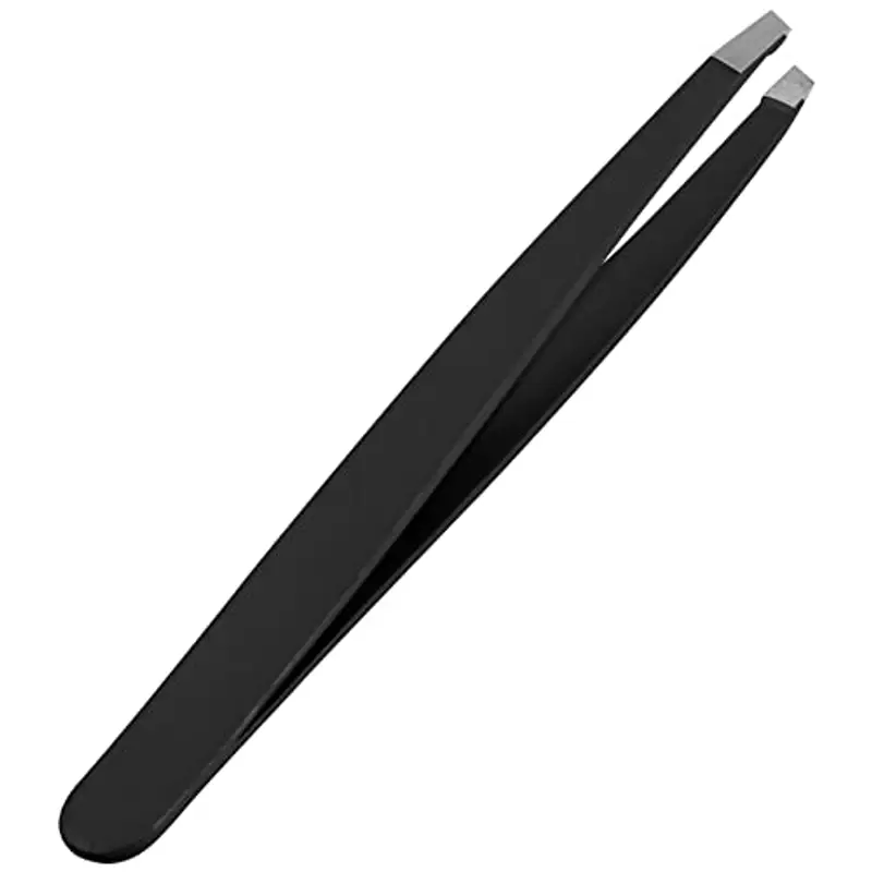 SS INSTRUMENTX Pinzetta Sopracciglia Professionale per Uomini e Donne, Acciaio Inossidabile Punta Inclinata Pinzetta Sopracciglia per Rimozione peli Precisione, Impugnatura Antiscivolo (Nera)