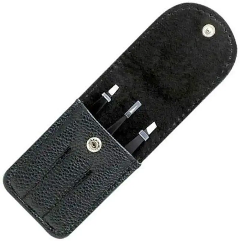 SS INSTRUMENTX Pinzetta Sopracciglia Professionale per Uomini e Donne, Acciaio Inossidabile Punta Inclinata Pinzetta Sopracciglia per Rimozione peli Precisione, Impugnatura Antiscivolo (Nero 3 pezzi) miniatura 3