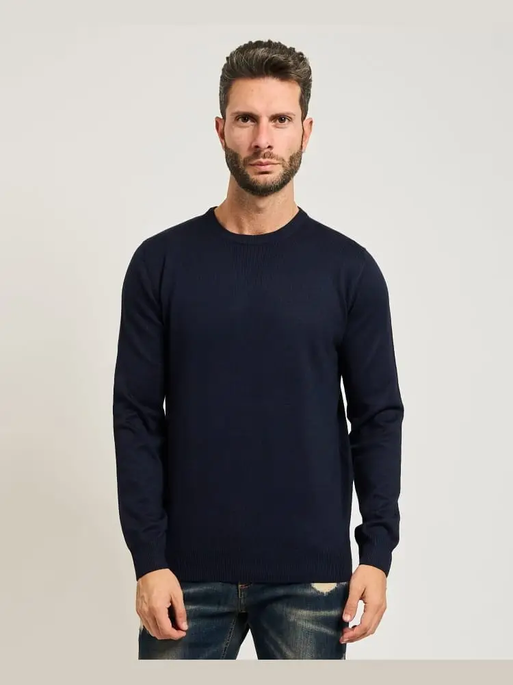maglia girocollo basic blu