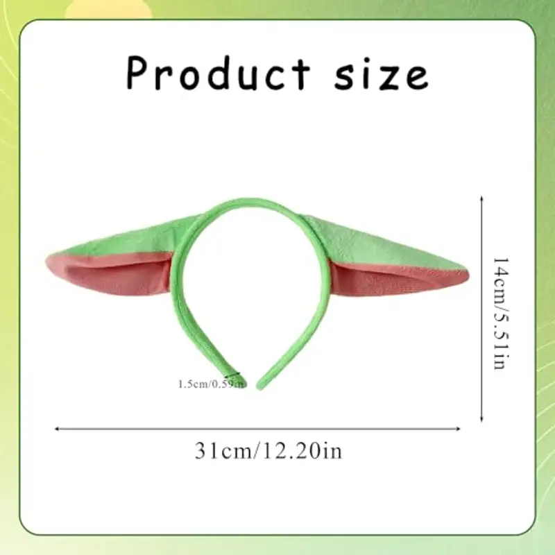 SSKHE Fascia in tessuto per bambini, accessori per costumi, accessori per costumi, fascia per orecchie da elfo verde miniatura 2