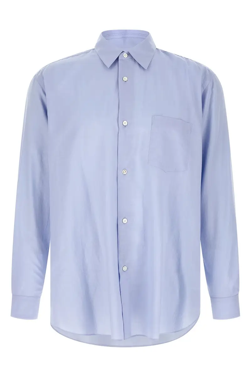 Camicia Cotone E Seta Azzurro