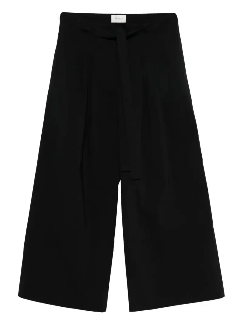 St Agni Pantaloni culotte nero in cotone
