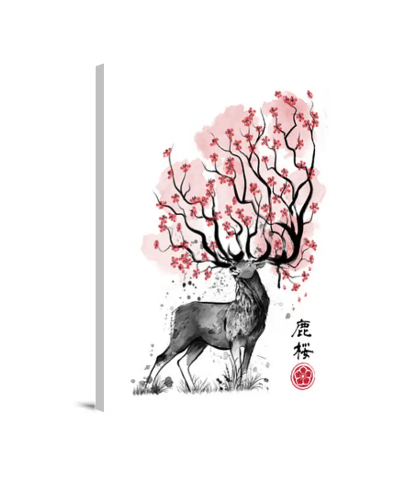 Stampa Su Tela Verticale 3: 4 cervo sakura