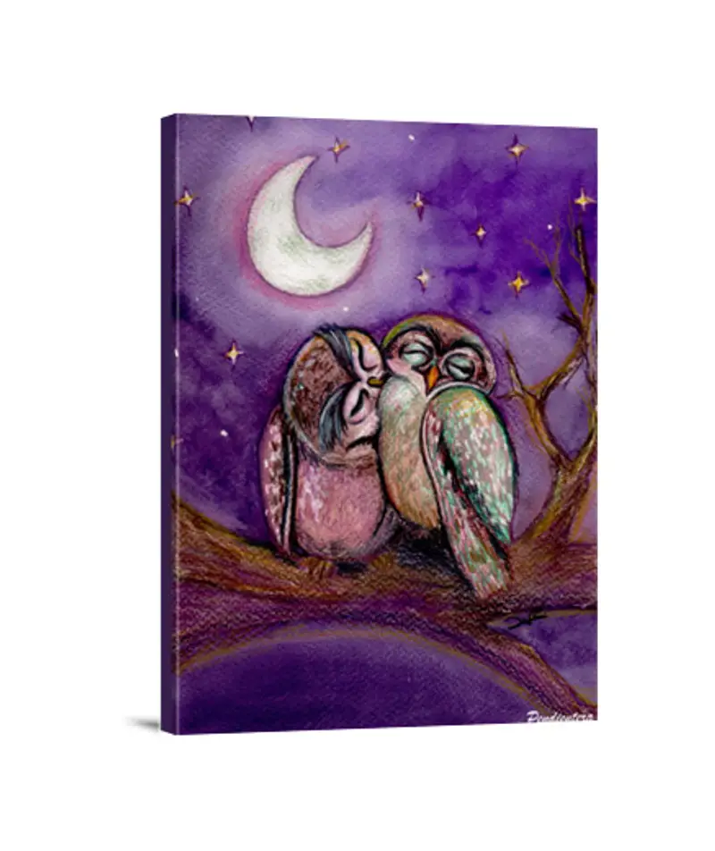 Stampa Su Tela Verticale 3:4 gufi innamorati