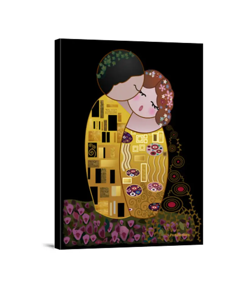 Stampa Su Tela Verticale 3:4 stile kokeshi bacio klimt